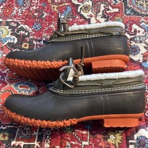 Womens LL Bean Short Primaloft Bean Boots 10 Brown Orange